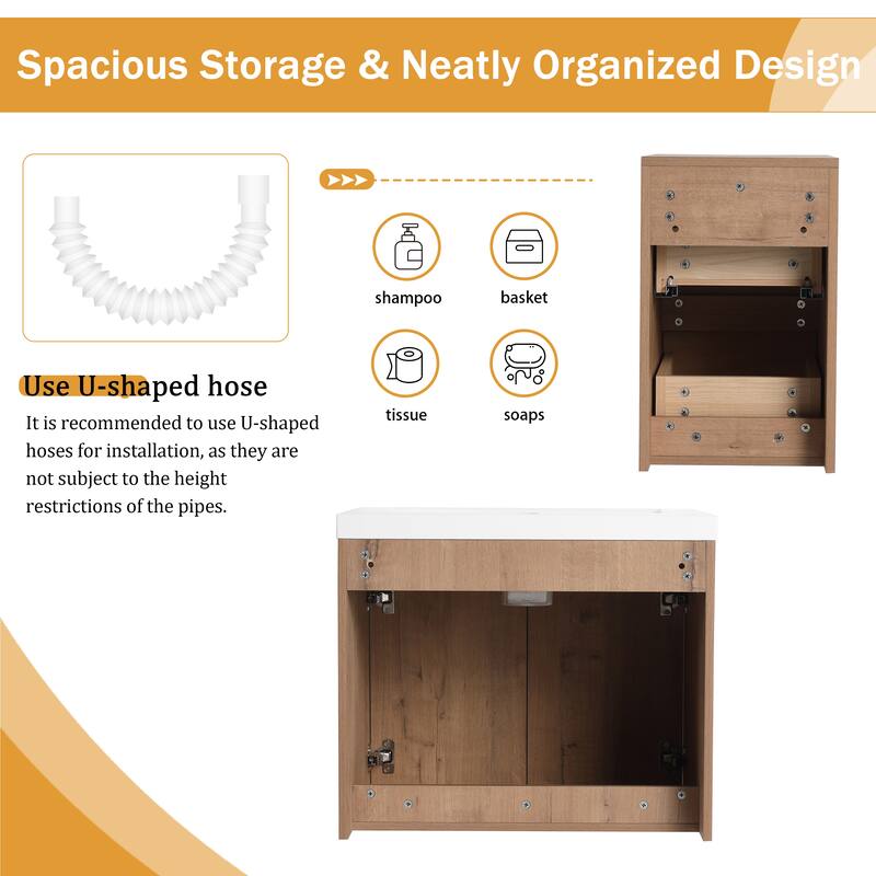 Malwee 36"/48"/60" Floating Bathroom Vanity,Wall Mounted Bathroom Vanity with Sink,Soft Close Door and Drawer