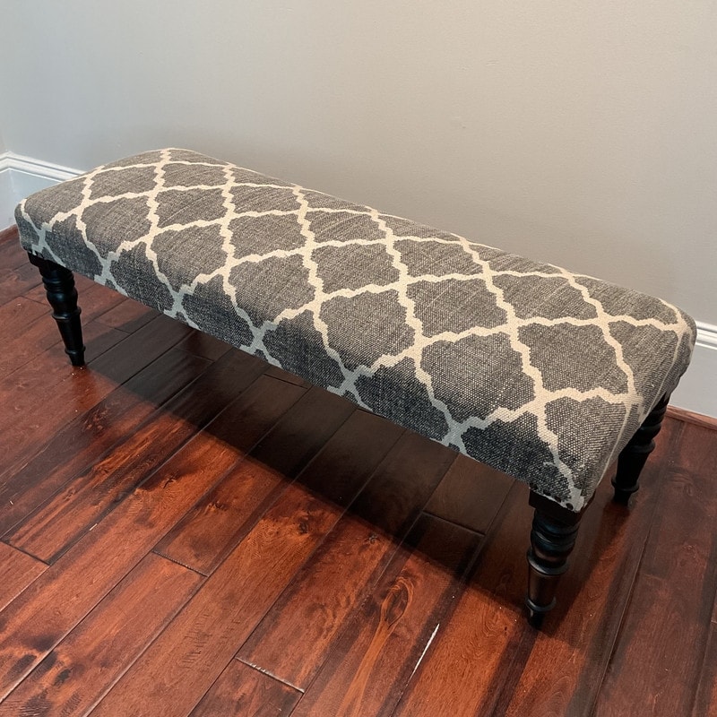 Handmade Geometric Trellis Upholstered Wooden Bench - 48" L x 16" W x 16" H