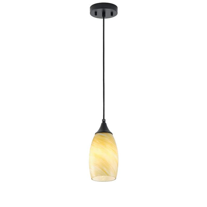Black Metal and Glass Pendant Light for Kitchen Island Dining Room