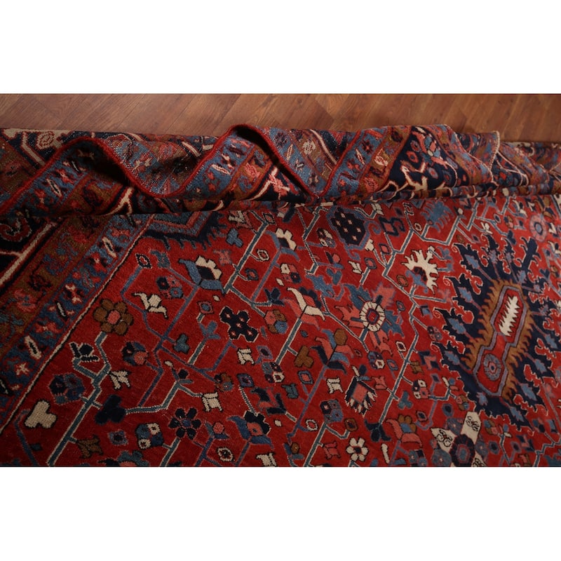 Vegetable Dye Heriz Serapi Persian Large Antique Wool Carpet - 11'1"x 19'5"