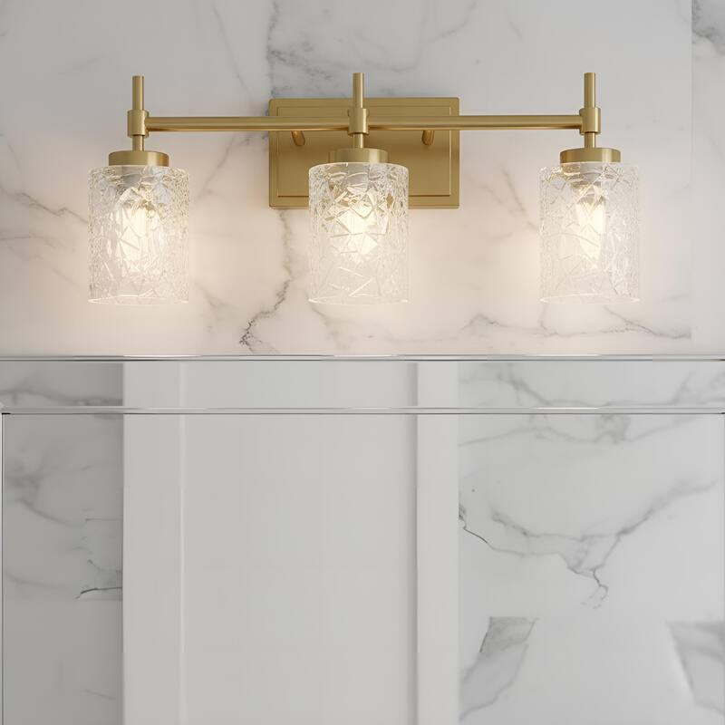 Acroma Dimmable Bathroom Vanity Light with Water Ripple Clear Shade