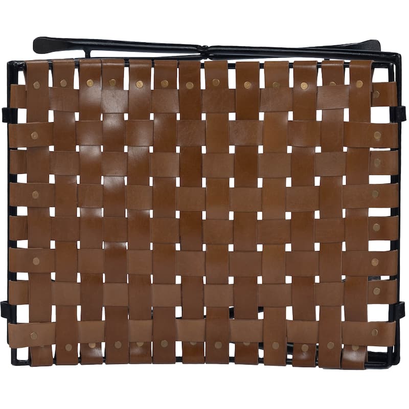Butler Karma Brown Woven Leather Stool