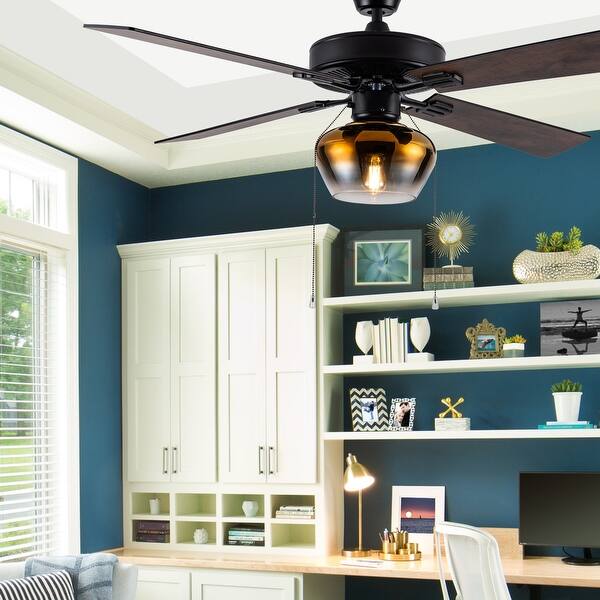 Suzane River Of Goods Black Metal Wood And Glass 52 Inch Ceiling Fan With Light 52 X 52 X 14 25 19 25 Overstock 33205794