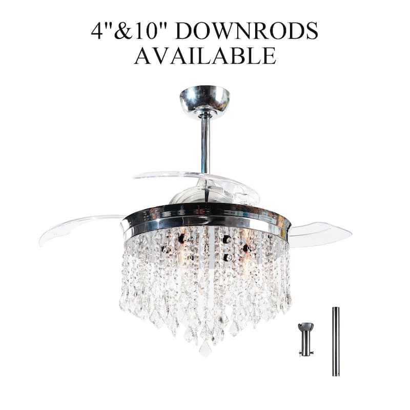 Silver Orchid Shearer 3-blade 42-inch Chrome/Crystal Ceiling Fan Chandelier