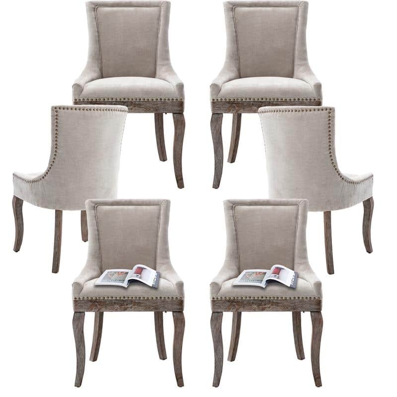 Thickened Side Dining Chair with Solid Wood Legs Set of 2