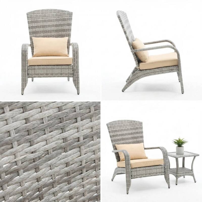 Outdoor Rattan Wicker Accent Chair with All-Weather Cushions