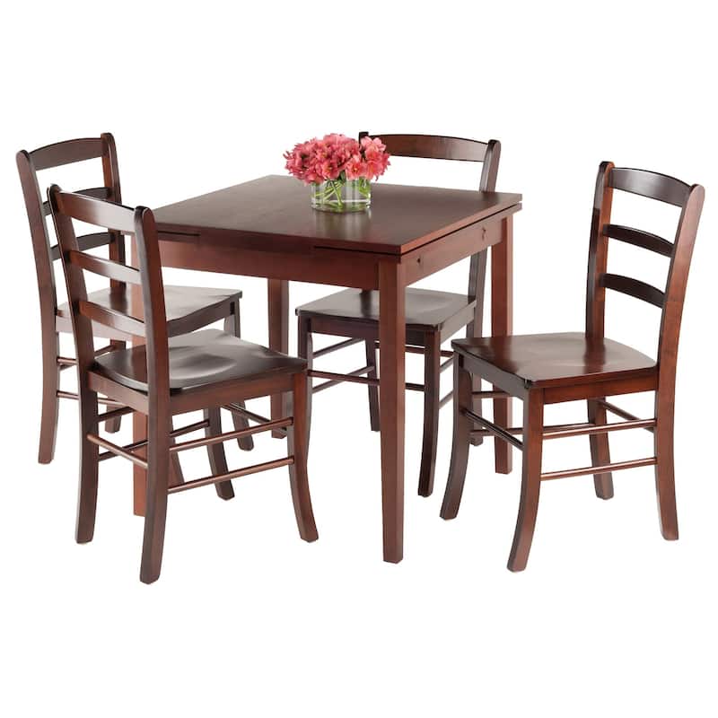 5 Pulman Walnut Wood Extension Dining Table 4 Ladder Back Chairs 48"