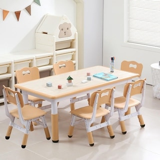 Kids Table and 6 Chair Set Height Adjustable