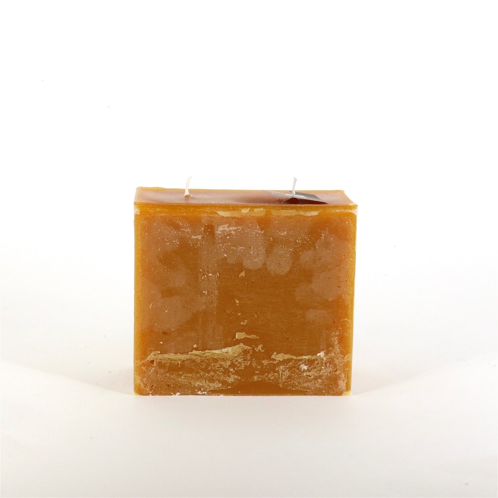 Rectangle 2-Wick Pillar Candle 6.3"x5.15"x3.15" Cognac - Cognac