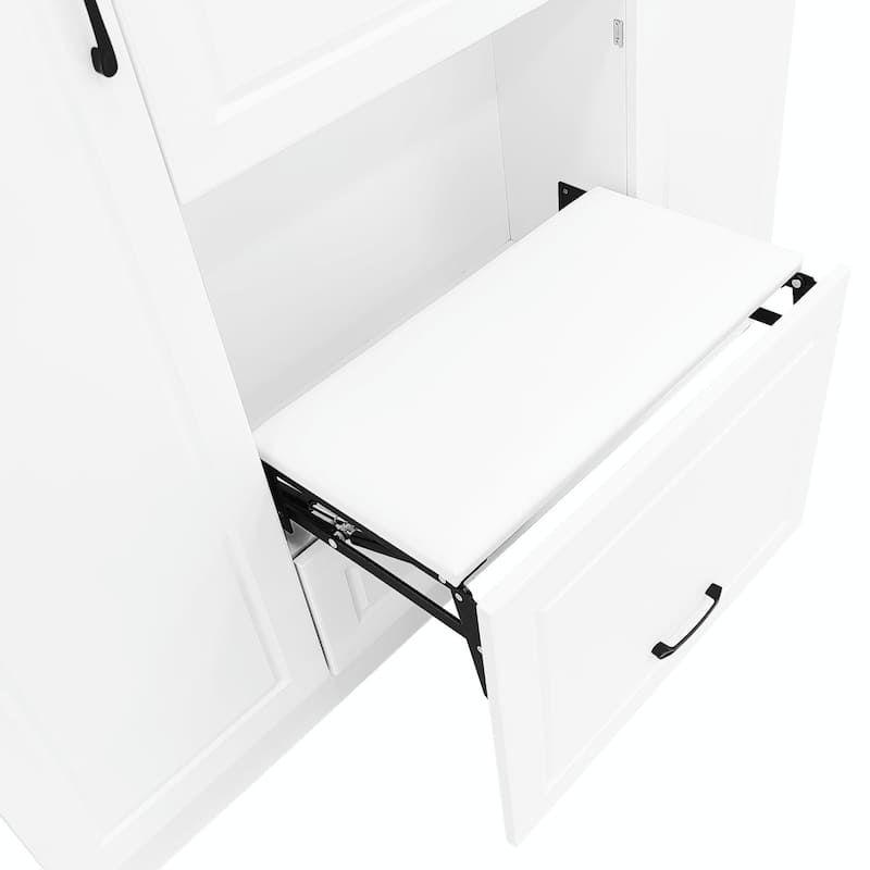 51.1'' Hall Tree with 4 Sturdy Hooks and Foldable Seat