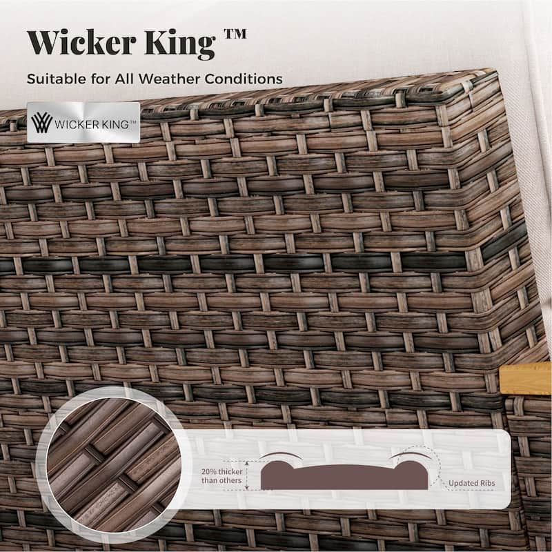 10 Piece Patio Wicker Rattan Furniture Set, Half-Moon Rattan Conversation sets with 2 X Swivel Chair Sofa and Firepit Table