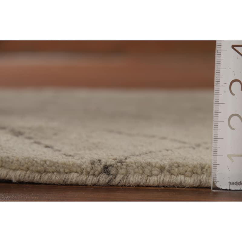 Beige Trellis Moroccan Oriental Runner Rug Handmade Wool Carpet - 2'7" x 7'9"