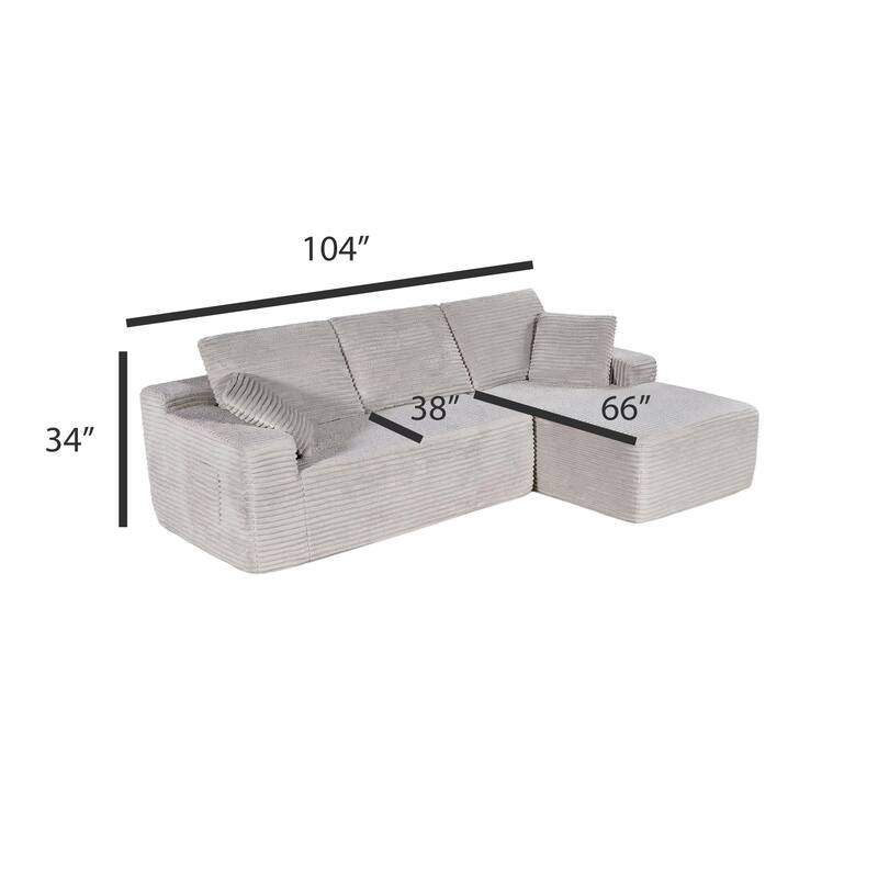 AC Pacific 104 In Modern 3-Piece Sectional Sofa with Reversible Chaise