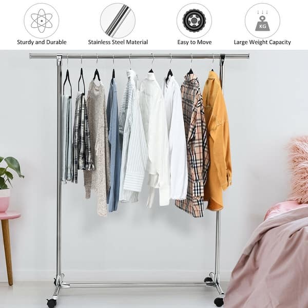 Shop Gymax Garment Rack Clothing Rack Stainless Steel Heavy Duty