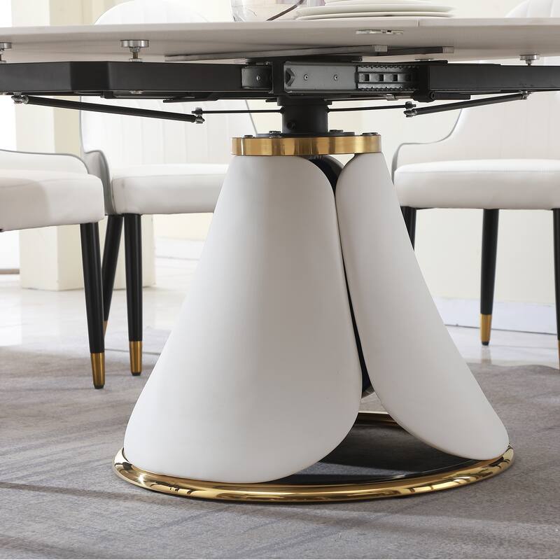 Fashion modern sinntered stone dining table with simple and multi-functional retractable dining table