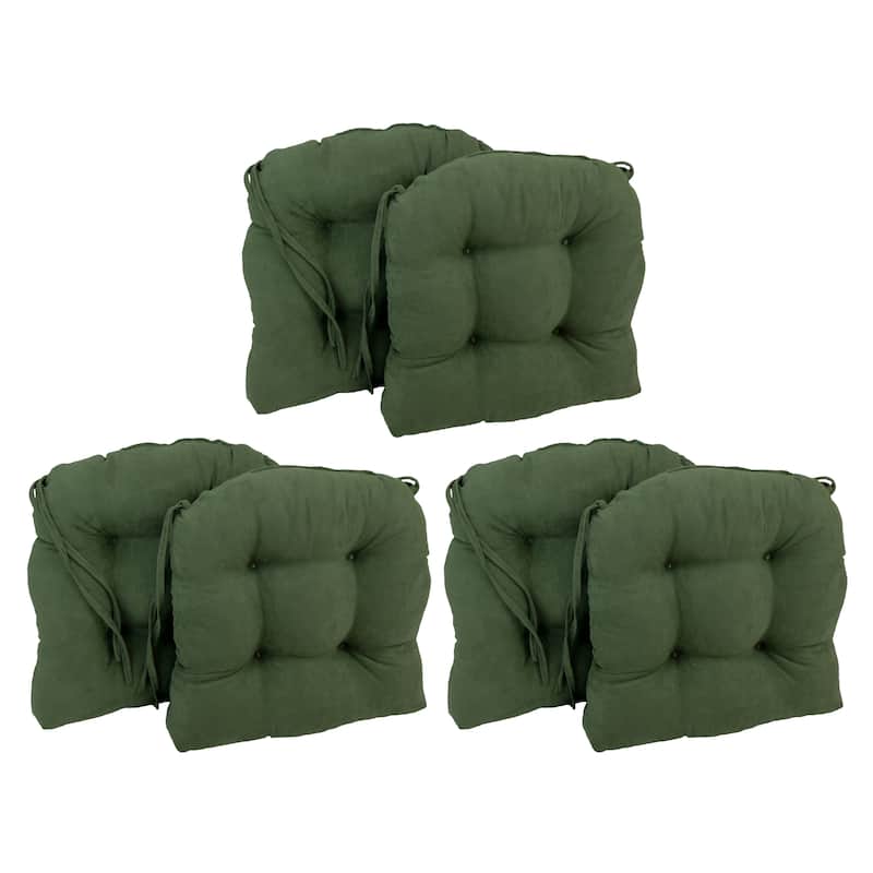 16-inch U-shaped Indoor Microsuede Chair Cushions (Set of 2, 4, or 6) - Set of 6 - Hunter Green