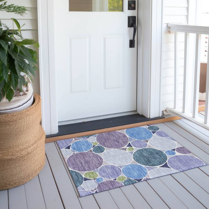 Machine Washable Indoor/ Outdoor Contemporary Rowan Chantille Rug - Plum - 1'8" x 2'6"