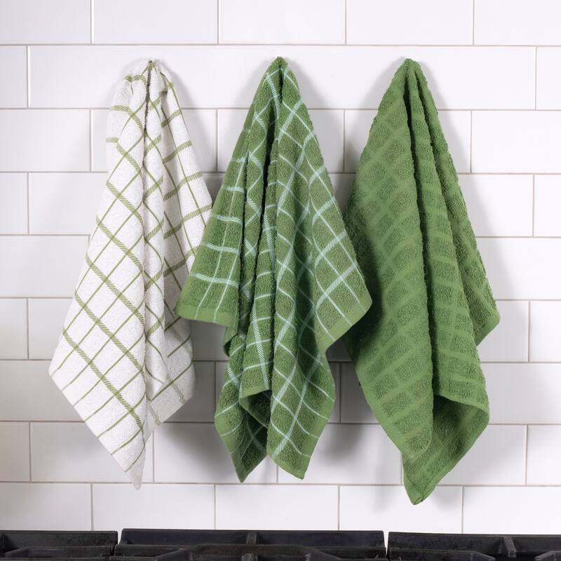 Ritz 3-Pack Terry Check Kitchen Towel and 6-Pack Terry Check Dish Cloth Set