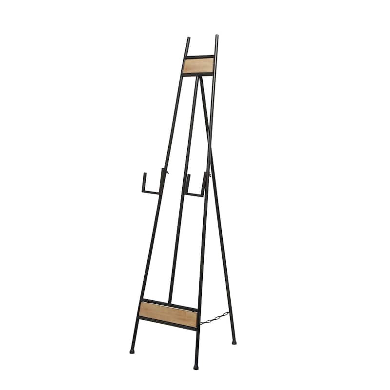 Metal Adjustable 3 Tier Display Easel with Chain Support and Wood Accents - Black - Roche River Decor