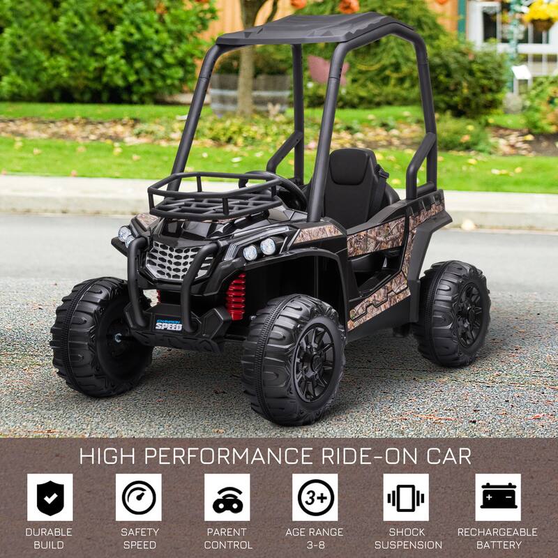 12V Kids UTV Ride-On Car with Remote Control, Music, Lights, Suspension System, and USB/MP3 Support for Boys & Girls