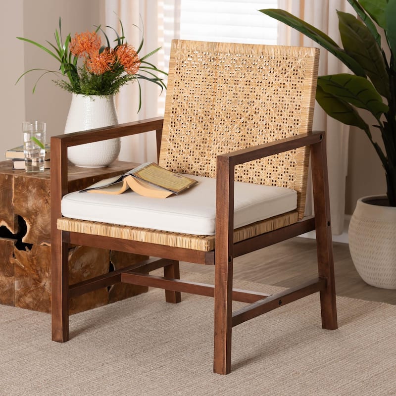 Lovina Bohemian Light Honey Rattan and Acacia Wood Arm Chair