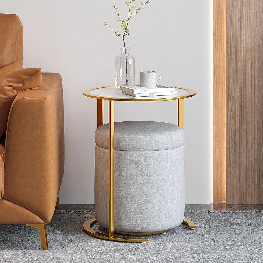 Nesting Side Table Round Sofa Table with Storage Ottoman Nesting Side Table Round Sofa Table with Storage Ottoman