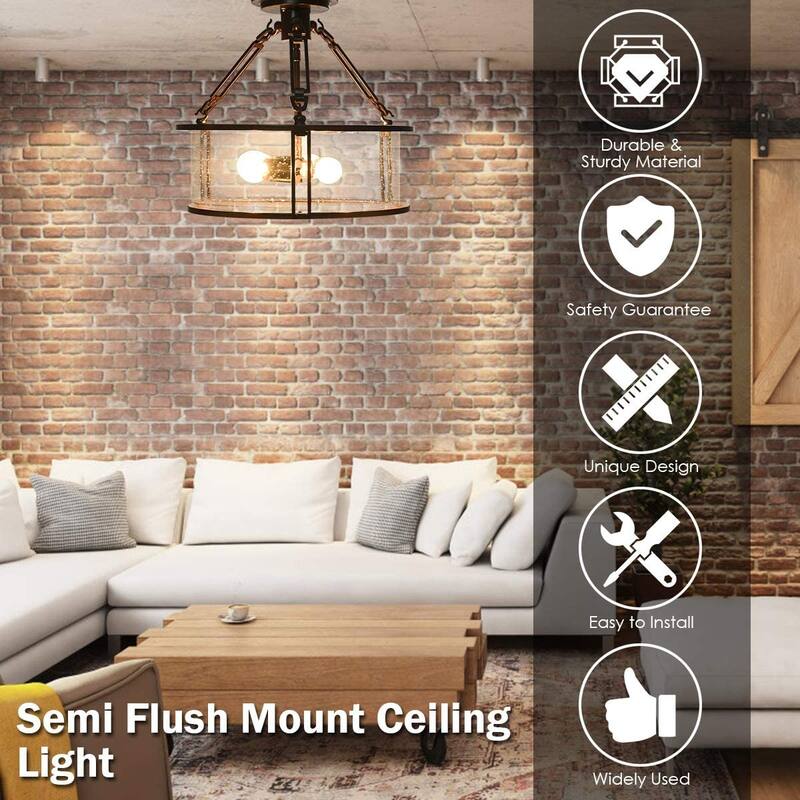 3 light close to ceiling light with glass shade semi flush mount ceiling lamp industrial hanging ceiling lighting