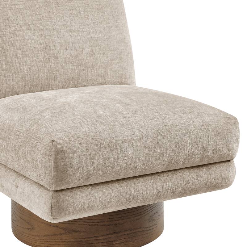 NPD Furniture Zenda Fabric Swivel Accent Chair with Wooden Base