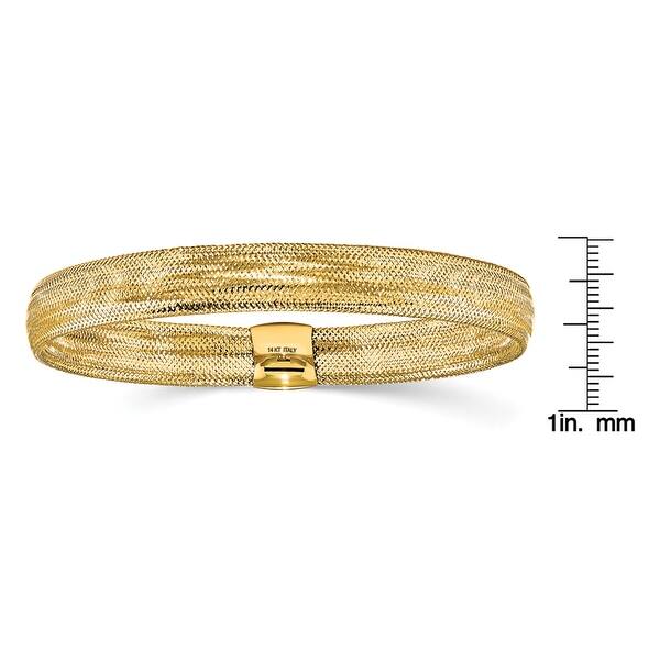 14K Yellow Gold High Polished Mesh Stretch Bracelet by Versil