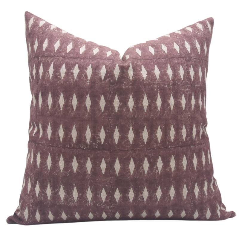 Linen Farmhouse Block print pillow Cover - Omji - Pillow Covers - 14" x 20"