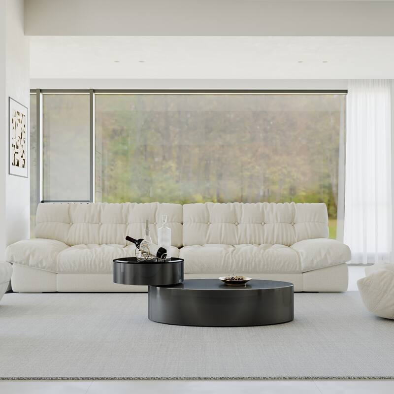 Classic and Luxurious 50 inch 2 Tiers Rotatable Oval Coffee Table Center Table