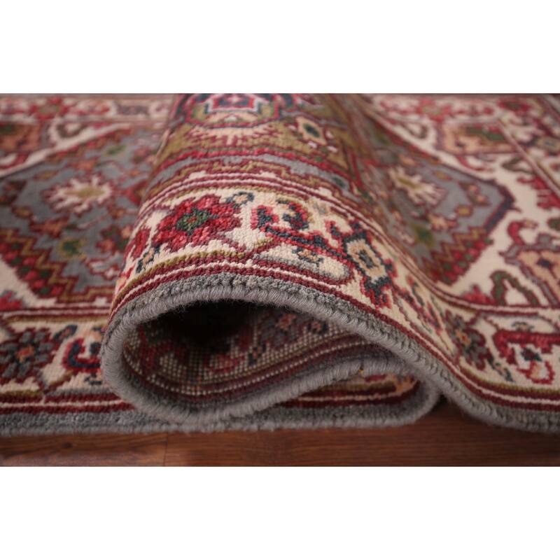 Geometric Heriz Serapi Accent Rug Hand-Knotted Wool Carpet - 2'7"x 6'2"