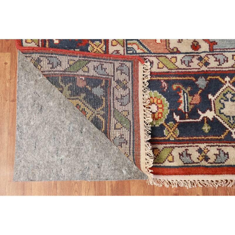 Hand Knotted Oriental 100% Wool Carpet Traditional Medallion Oranges & Rust Heriz (serapi) Area Rug - 12' 2'' X 8' 11''