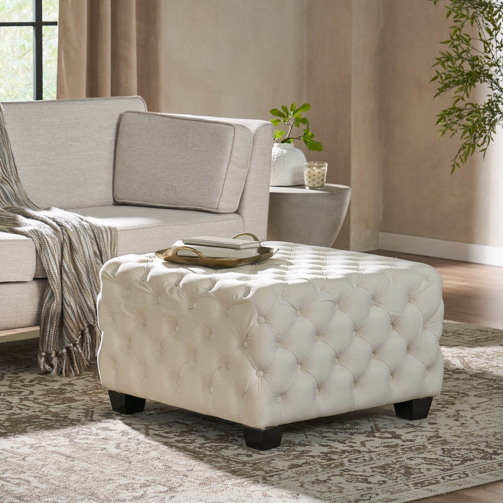 Off white tufted ottoman top