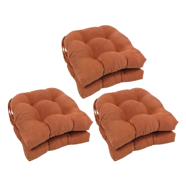 16-inch U-shaped Indoor Microsuede Chair Cushions (Set of 2, 4, or 6) - Set of 6 - Spice