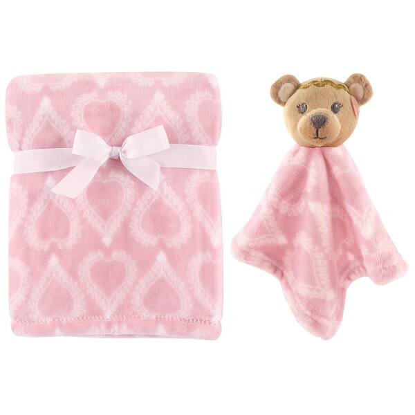 slide 1 of 1, Hudson Baby Infant Girl Plush Blanket with Security Blanket, Boho Bear, One Size - Boho Bear - One Size One Size - Boho Bear