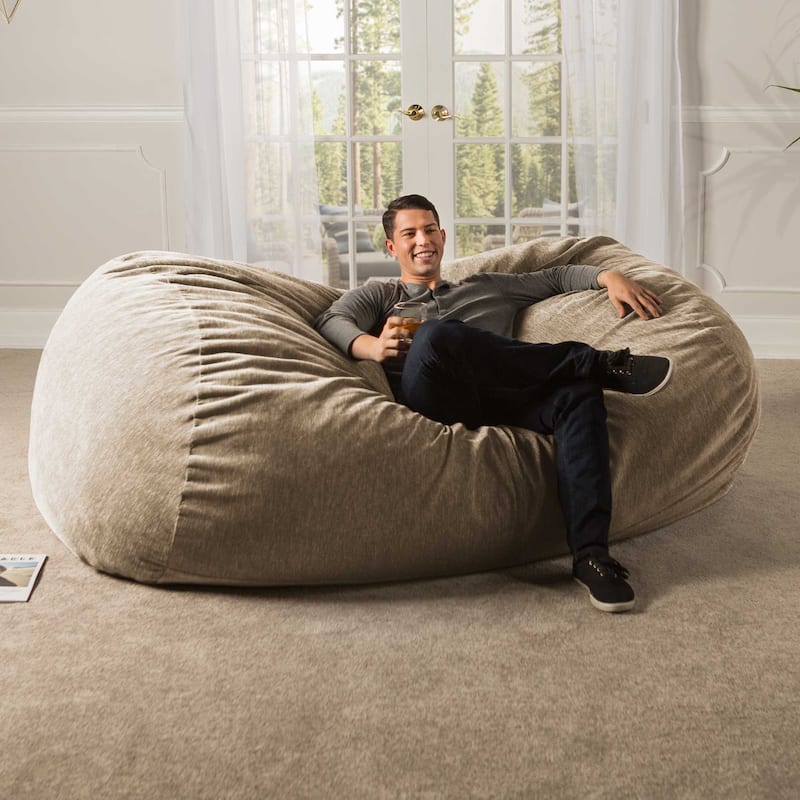Jaxx 7 Foot Giant Bean Bag Sofa For Adults - Premium Chenille - Beige
