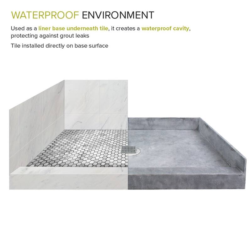 Transolid FTT4940C Ready to Tile 49 L x 40.5 W Shower Base in Dark Grey - Center