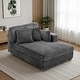 preview thumbnail 1 of 150, 42" W Plush Corduroy Upholstered Chaise Lounge Sleeper for Living