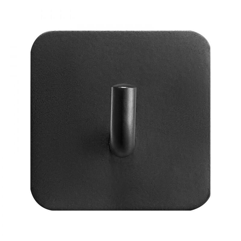 4-Pack Adhesive Wall Hooks Matte Black Stainless Steel Heavy Duty Easy No-Drill Installation - 1.77 x 1.77 x 1.22 in