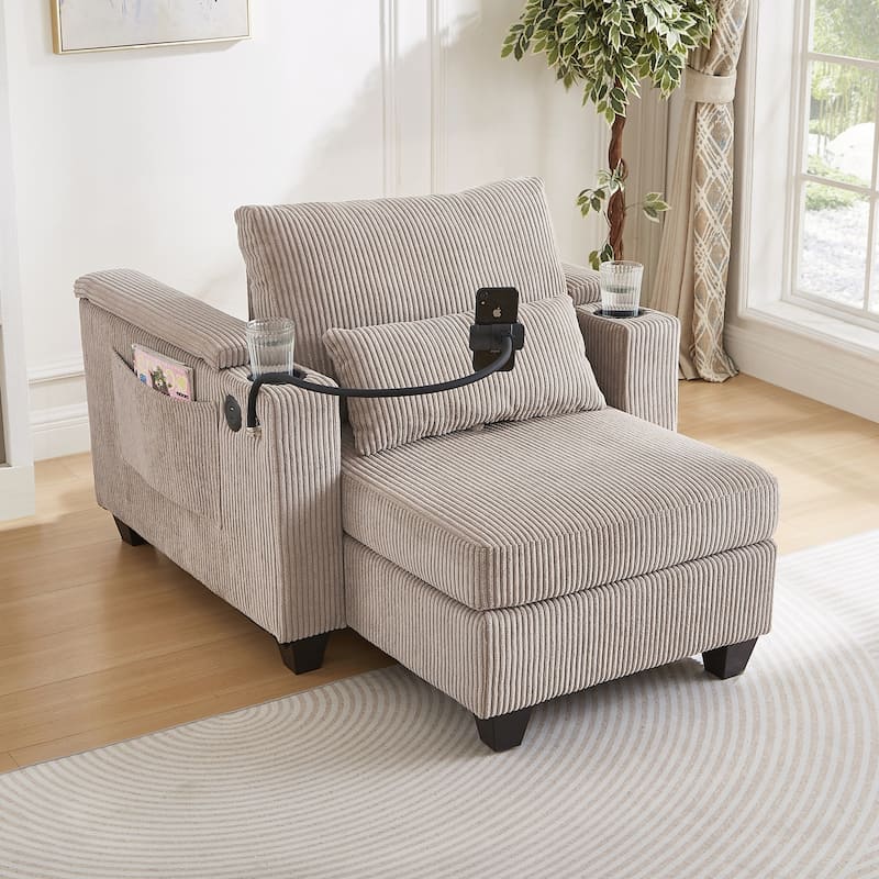 Sofa Chair Sofa Bed Corduroy Sleeper Sofa with USB Ports