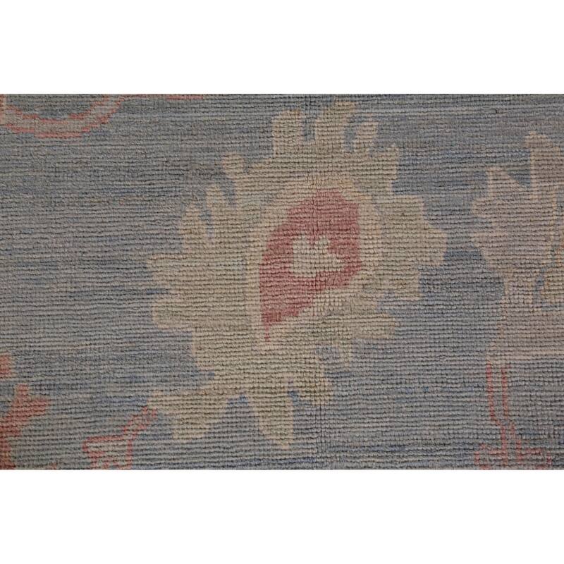 Hand Knotted Oriental 100% Wool Carpet Transitional All-Over Navy Blue & Blues Oushak Area Rug - 12' 5'' X 8' 11''