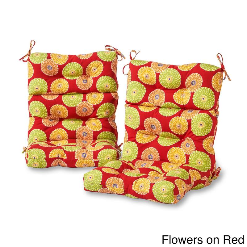Marlow Floral 22-in x 44-in Outdoor High Back Chair Cushion (Set of 2) (Cushions Only)