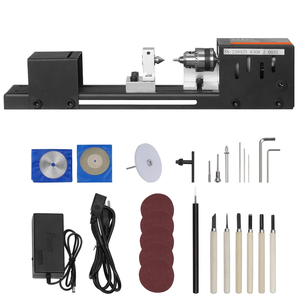 Compact Lathe Machine, Dimensions 2.76 x 6.3 inches, 24VDC 96W, Includes Milling Machine Accessories - 2.76 x 6.3 inches