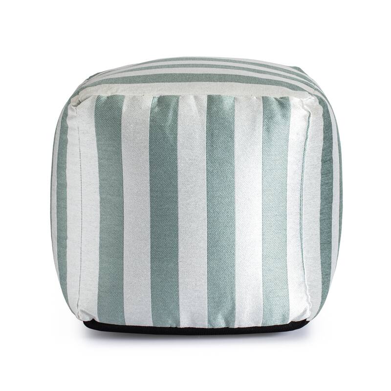 Jani Cape May Indoor/Outdoor 18" x 18" Square Pouf Ottoman - Teal