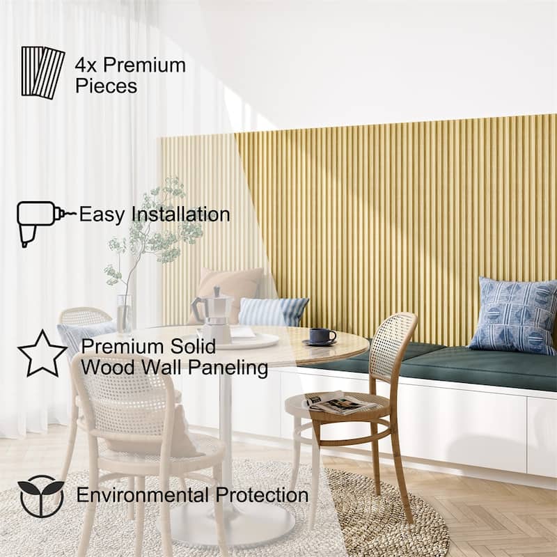 4 Packs Solid Wood Panels for Wall,Acoustic Wood Slat Wall Panels