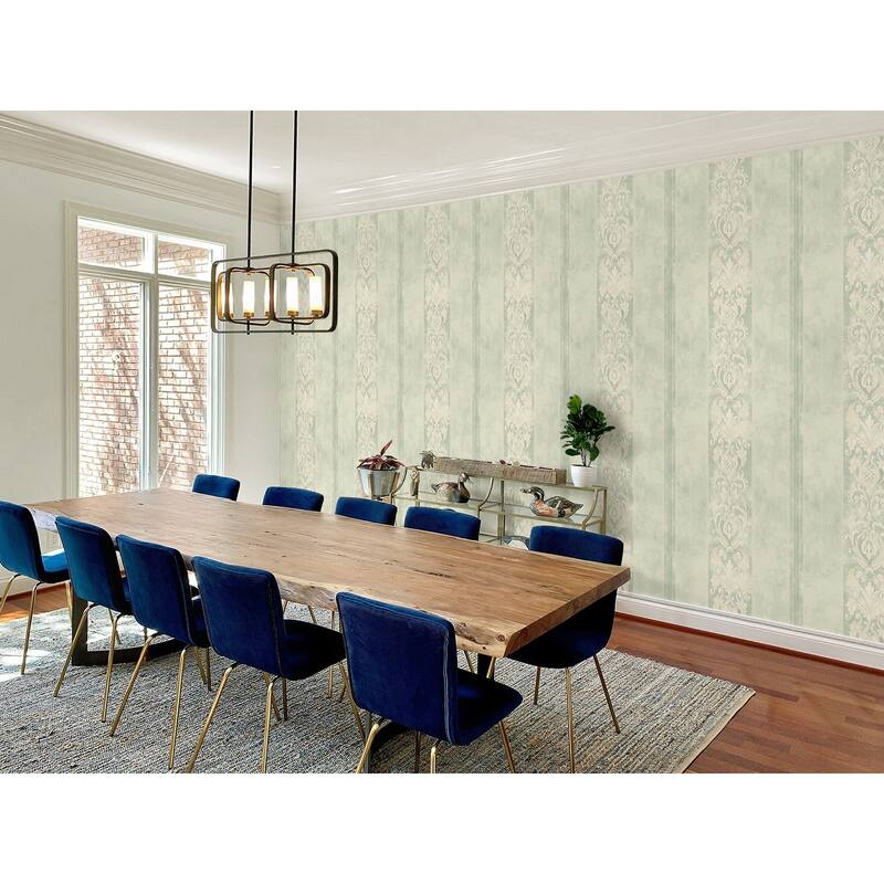 Seabrook Designs Capriana Scroll Stripe Unpasted Wallpaper