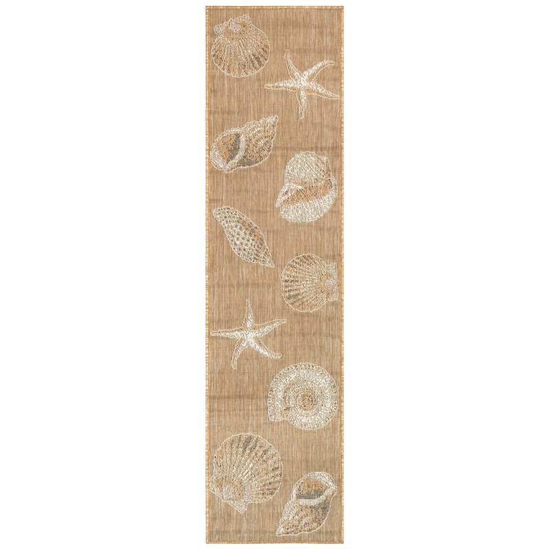 Liora Manne Carmel Shells Casual Indoor/ Outdoor Flat Area Rug - 1'11 x 7'6" - Natural