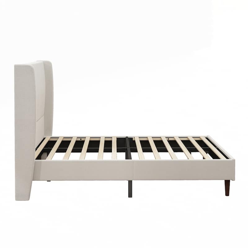 High Headboard Upholstered Platform Bed No Box Spring Needed