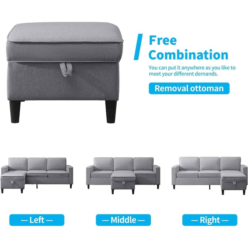 Mixoy Convertible Living Room Furniture Set-Single Sofa/Loveseat/3-Seat Sofa with Ottoman for DIY Combination